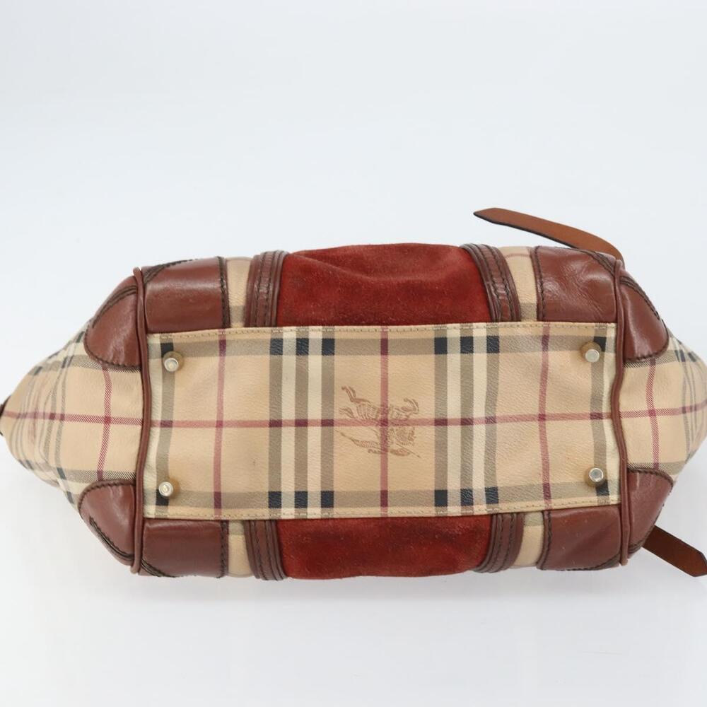 BURBERRY Nova Check Tote Bag PVC Beige Gold Auth 161529 - Picture 5 of 16